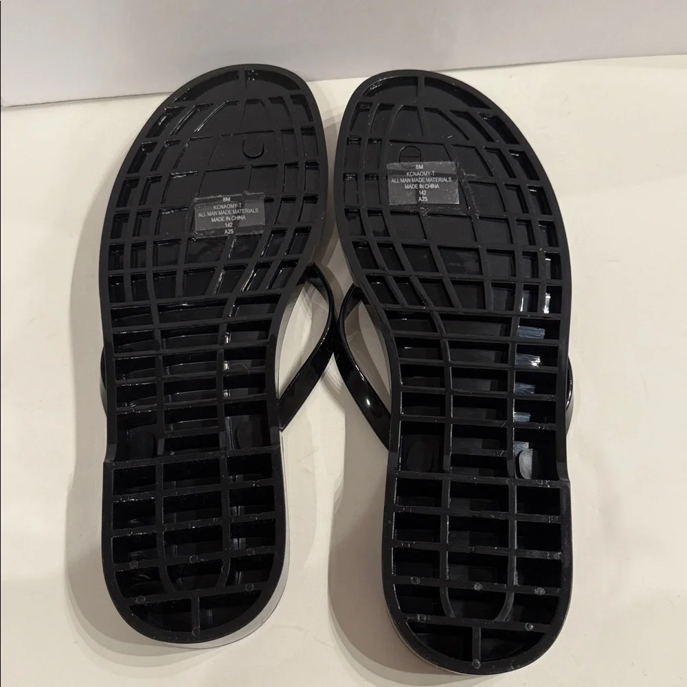 Calvin Klein Jeans Glossy Black Flip Flops thong sandals Women's NEW with tag - Picture 9 of 13